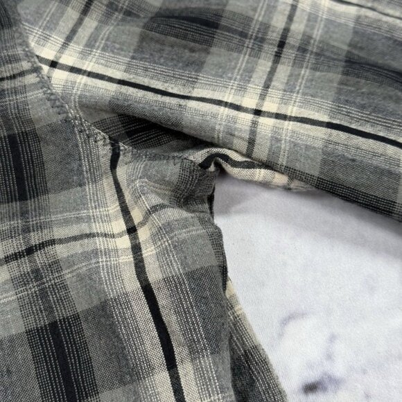 Kuhl Mens XL Pearl Snap Gray Plaid Western Long Sleeve Flannel Shirt Outdoor - Picture 14 of 16